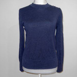 Navy Blue Crew Neck 100% Merino Wool Sweater Size Small